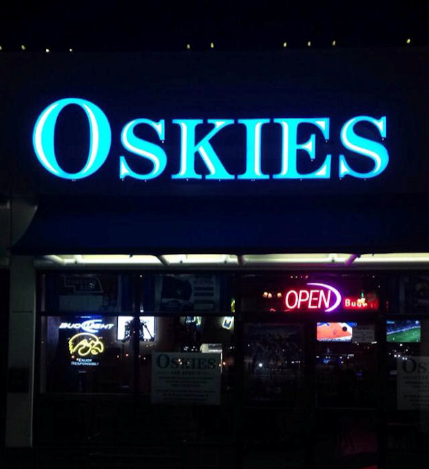 Lit Up Oskies Sign